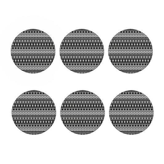 White And Black Knitted Pattern Print Coaster Set