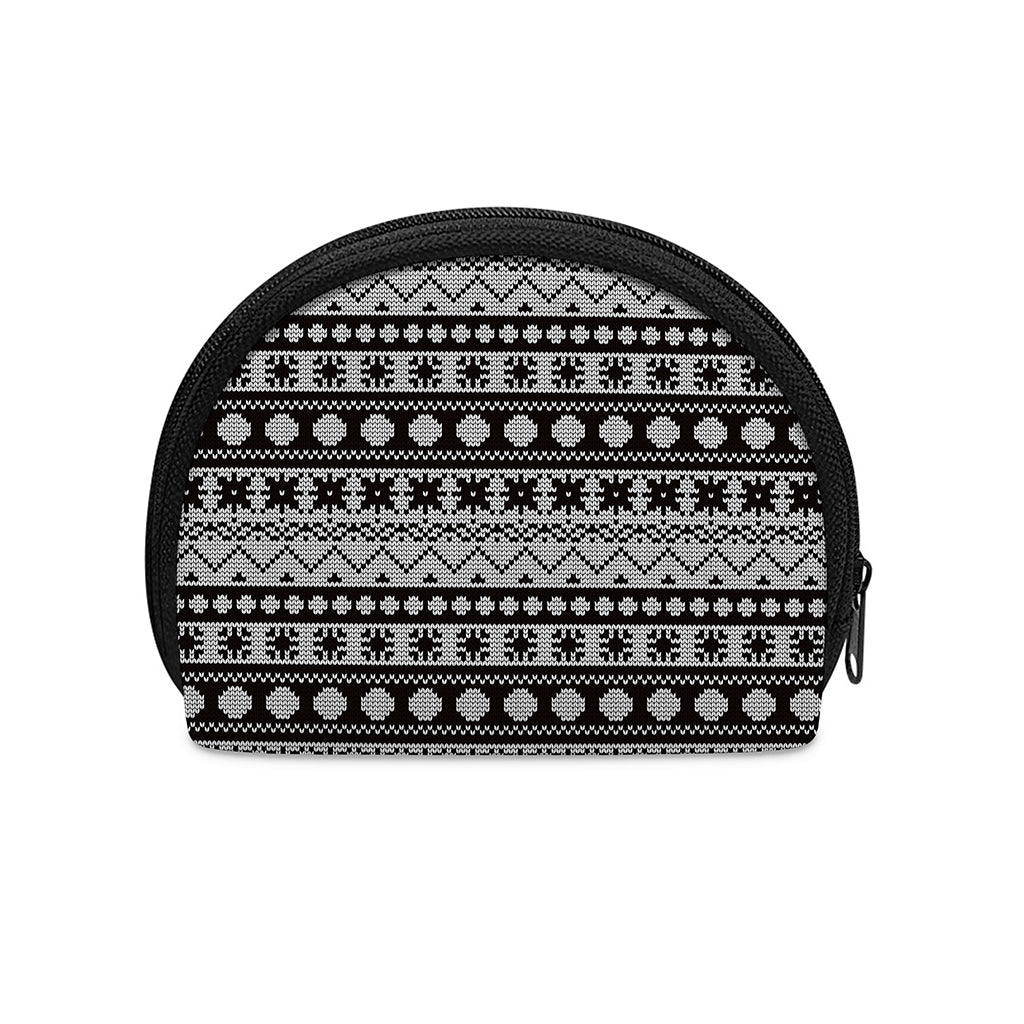 White And Black Knitted Pattern Print Coin Purse