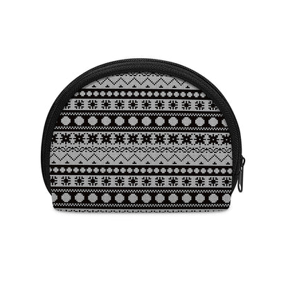 White And Black Knitted Pattern Print Coin Purse