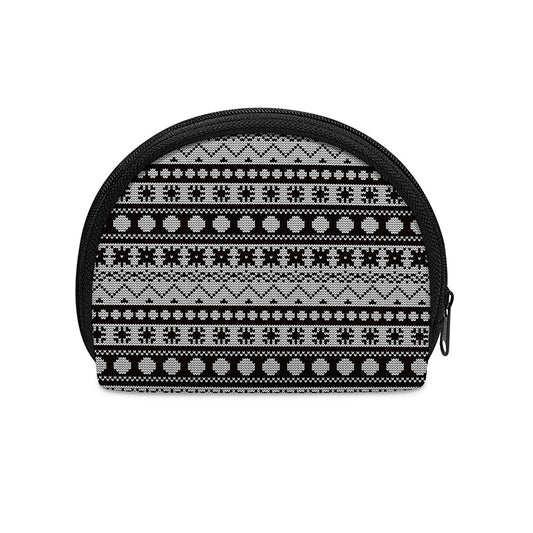 White And Black Knitted Pattern Print Coin Purse
