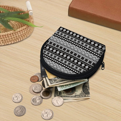 White And Black Knitted Pattern Print Coin Purse