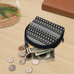 White And Black Knitted Pattern Print Coin Purse
