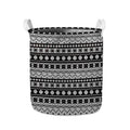 White And Black Knitted Pattern Print Collapsible Laundry Basket