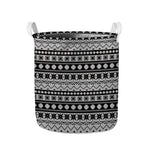 White And Black Knitted Pattern Print Collapsible Laundry Basket