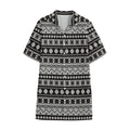 White And Black Knitted Pattern Print Cotton Hawaiian Shirt