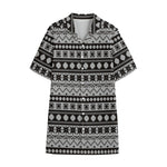 White And Black Knitted Pattern Print Cotton Hawaiian Shirt