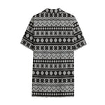White And Black Knitted Pattern Print Cotton Hawaiian Shirt