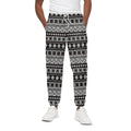 White And Black Knitted Pattern Print Cotton Sweatpants