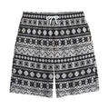 White And Black Knitted Pattern Print Cotton Shorts
