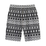 White And Black Knitted Pattern Print Cotton Shorts