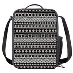 White And Black Knitted Pattern Print Crossbody Lunch Bag