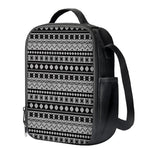 White And Black Knitted Pattern Print Crossbody Lunch Bag