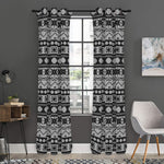 White And Black Knitted Pattern Print Curtain