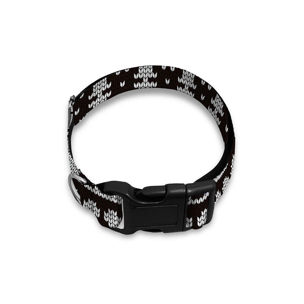 White And Black Knitted Pattern Print Dog Collar