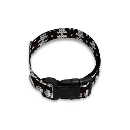 White And Black Knitted Pattern Print Dog Collar