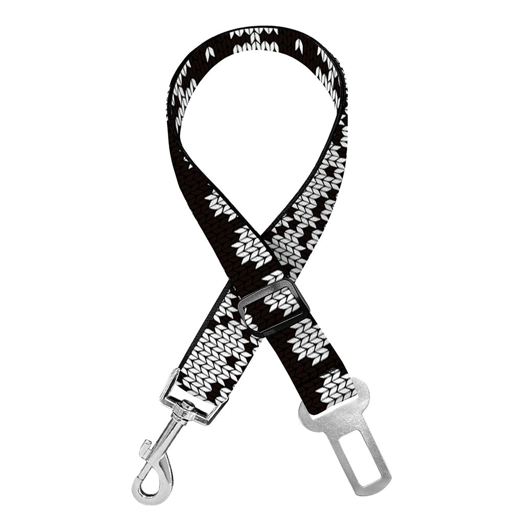 White And Black Knitted Pattern Print Dog Seat Belt