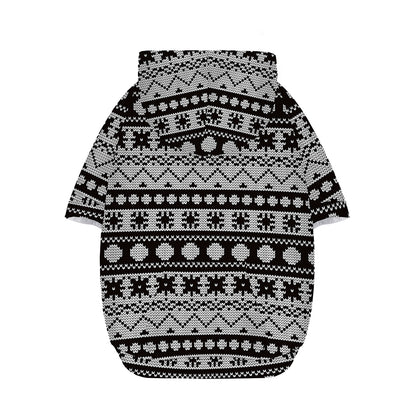 White And Black Knitted Pattern Print Dog Zip Up Hoodie