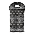 White And Black Knitted Pattern Print Double Neoprene Wine Tote