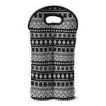 White And Black Knitted Pattern Print Double Neoprene Wine Tote
