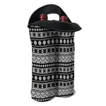 White And Black Knitted Pattern Print Double Neoprene Wine Tote