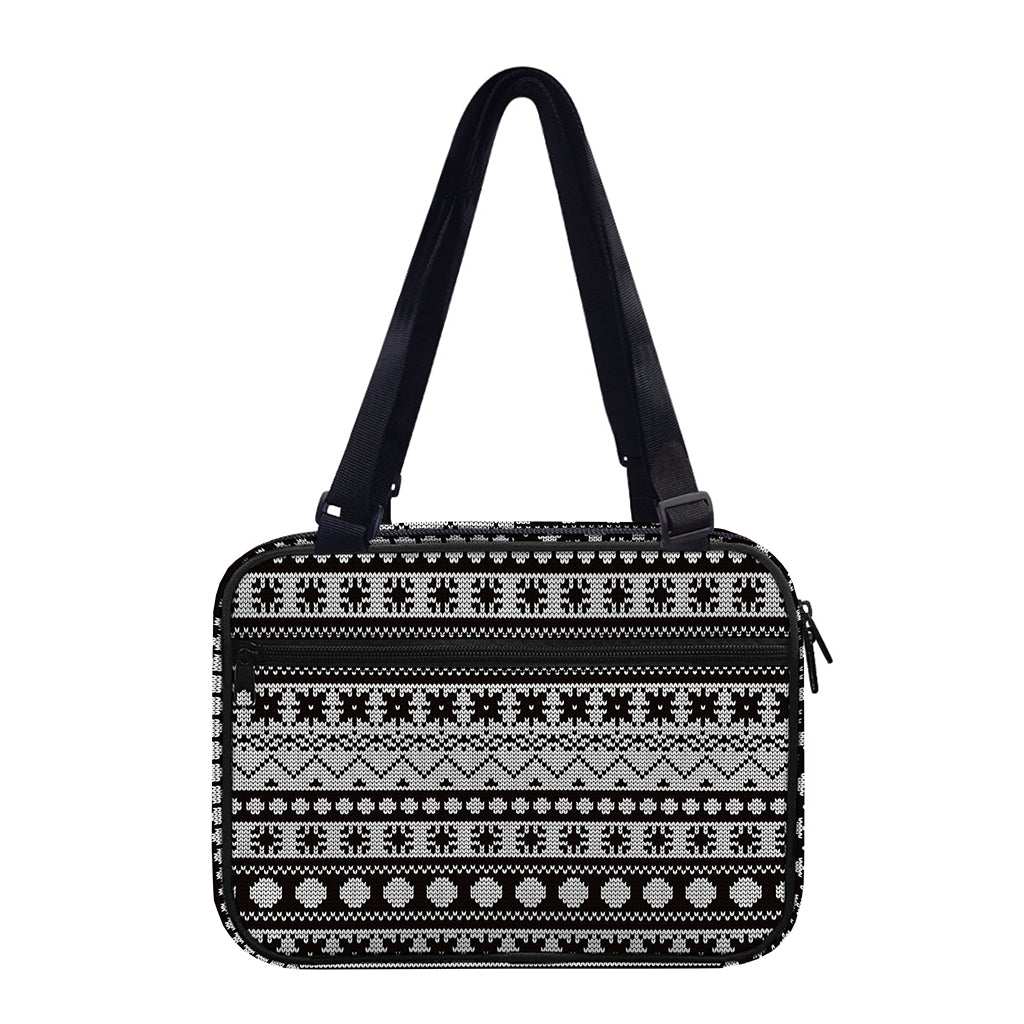 White And Black Knitted Pattern Print Double Strap Bible Bag