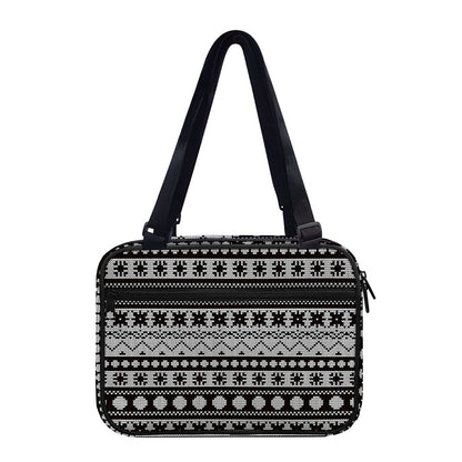 White And Black Knitted Pattern Print Double Strap Bible Bag