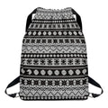 White And Black Knitted Pattern Print Drawstring Backpack