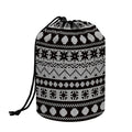 White And Black Knitted Pattern Print Drawstring Makeup Bag