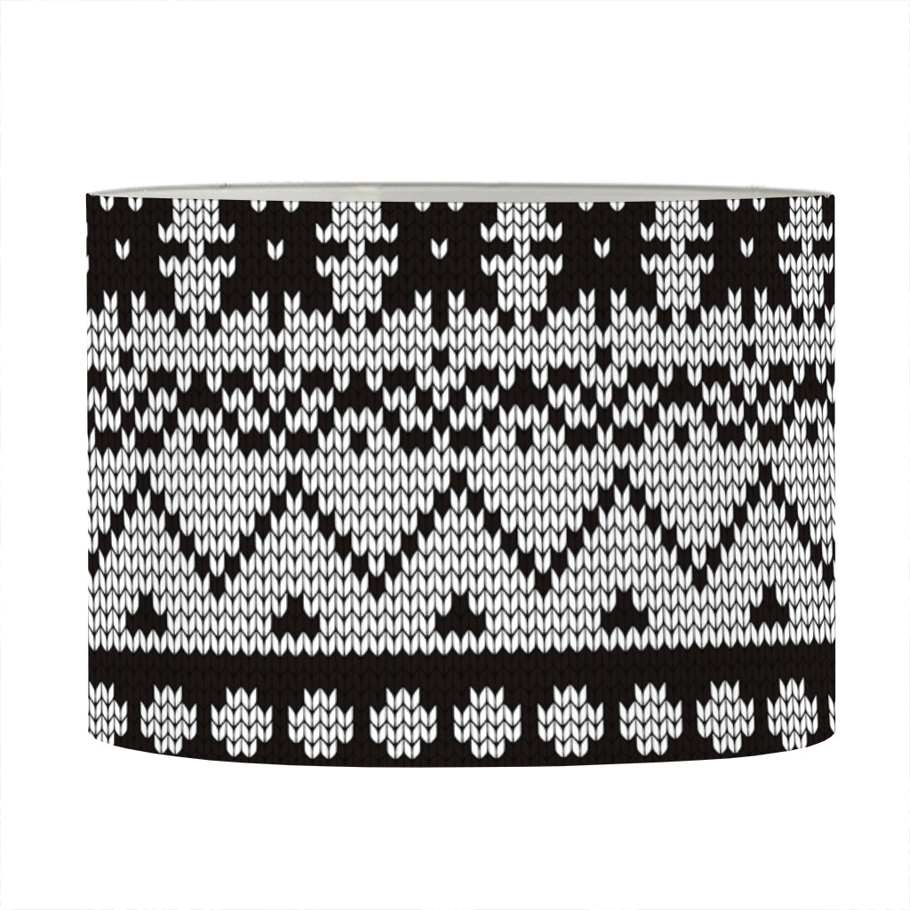 White And Black Knitted Pattern Print Drum Lamp Shade