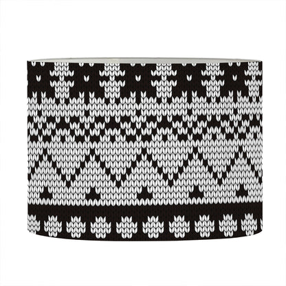 White And Black Knitted Pattern Print Drum Lamp Shade