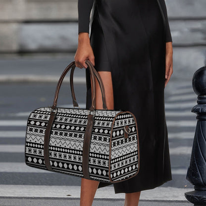 White And Black Knitted Pattern Print Duffle Bag