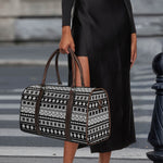 White And Black Knitted Pattern Print Duffle Bag