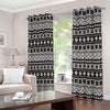 White And Black Knitted Pattern Print Extra Wide Grommet Curtains