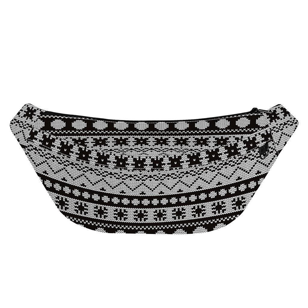 White And Black Knitted Pattern Print Fanny Pack
