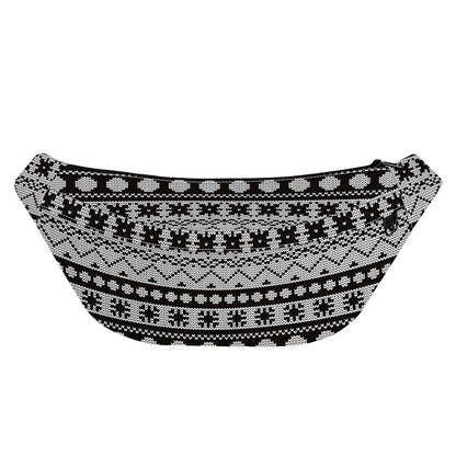 White And Black Knitted Pattern Print Fanny Pack
