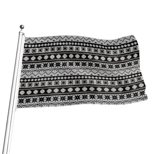 White And Black Knitted Pattern Print Flag