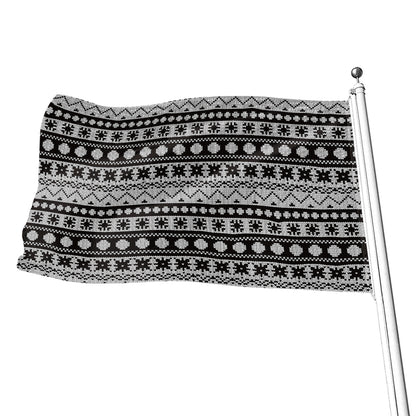 White And Black Knitted Pattern Print Flag