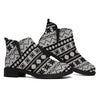 White And Black Knitted Pattern Print Flat Ankle Boots
