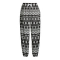 White And Black Knitted Pattern Print Fleece Lined Knit Pants