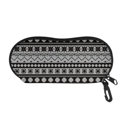 White And Black Knitted Pattern Print Glasses Case
