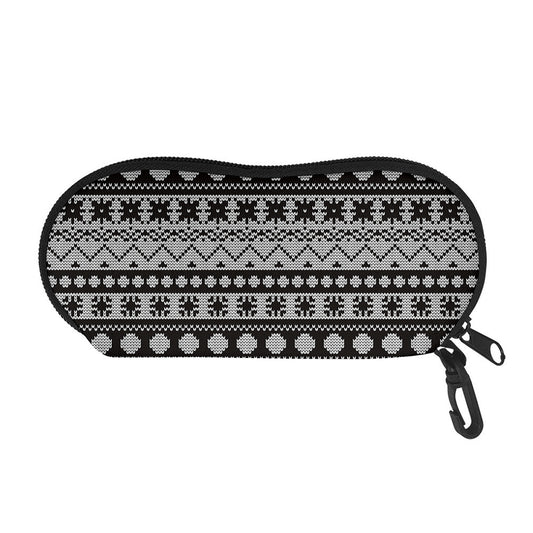 White And Black Knitted Pattern Print Glasses Case