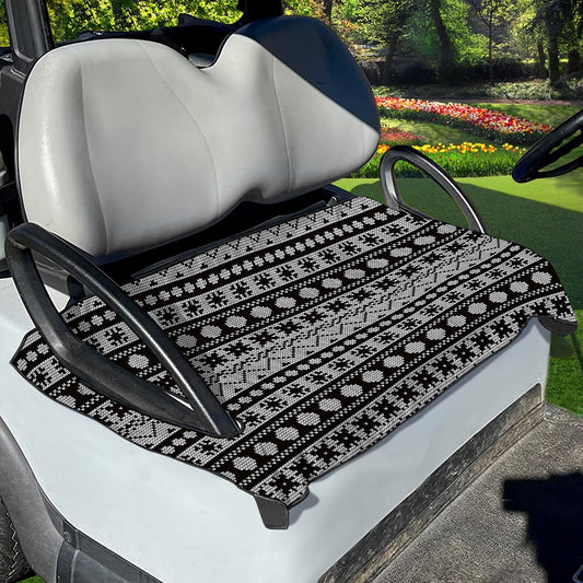 White And Black Knitted Pattern Print Golf Cart Seat Cover