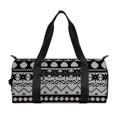 White And Black Knitted Pattern Print Gym Bag