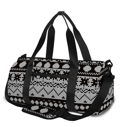 White And Black Knitted Pattern Print Gym Bag