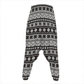 White And Black Knitted Pattern Print Hammer Pants