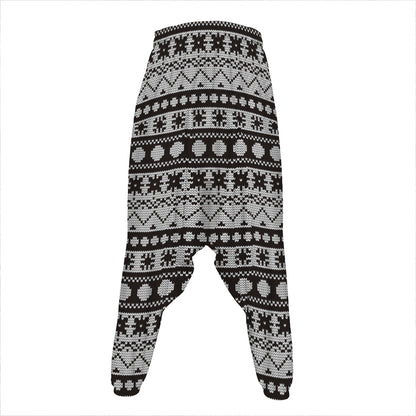 White And Black Knitted Pattern Print Hammer Pants