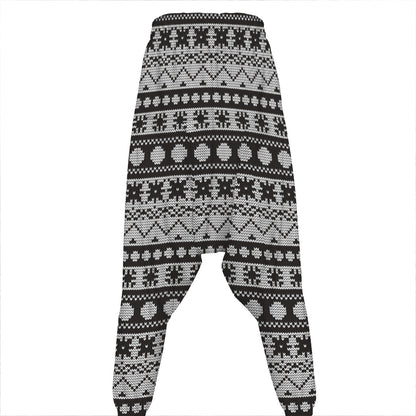White And Black Knitted Pattern Print Hammer Pants