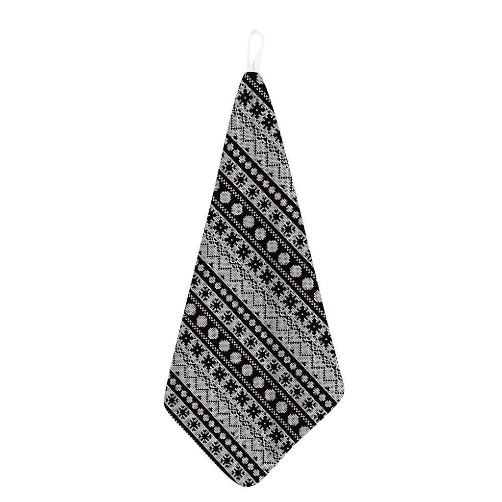 White And Black Knitted Pattern Print Hand Towel