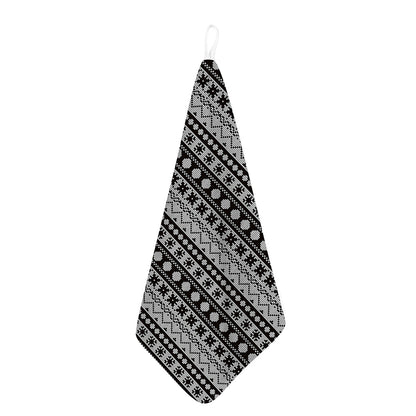 White And Black Knitted Pattern Print Hand Towel