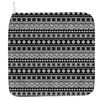 White And Black Knitted Pattern Print Hand Towel